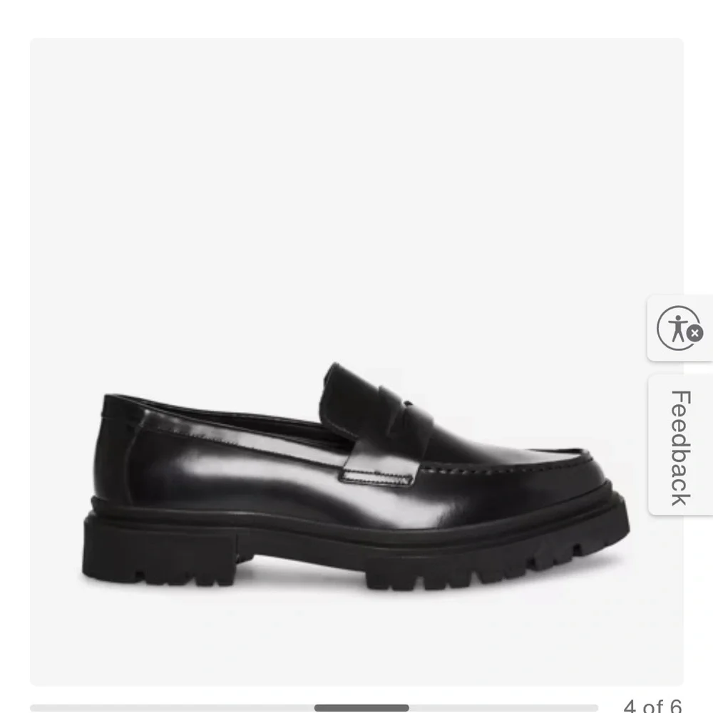 Steve Madden Black Leather Loafers - Picture 1 of 8